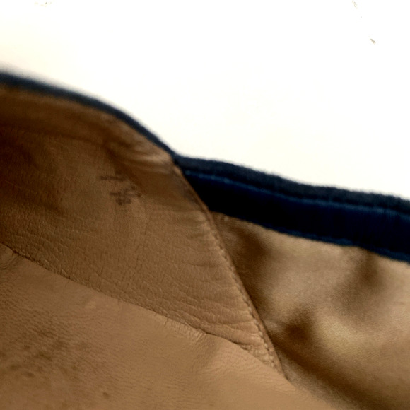 TOD's Ballet Flat Square Toe Blue Scrunch Elastic Suede Slip On Loafer 7.5 - Picture 11 of 12